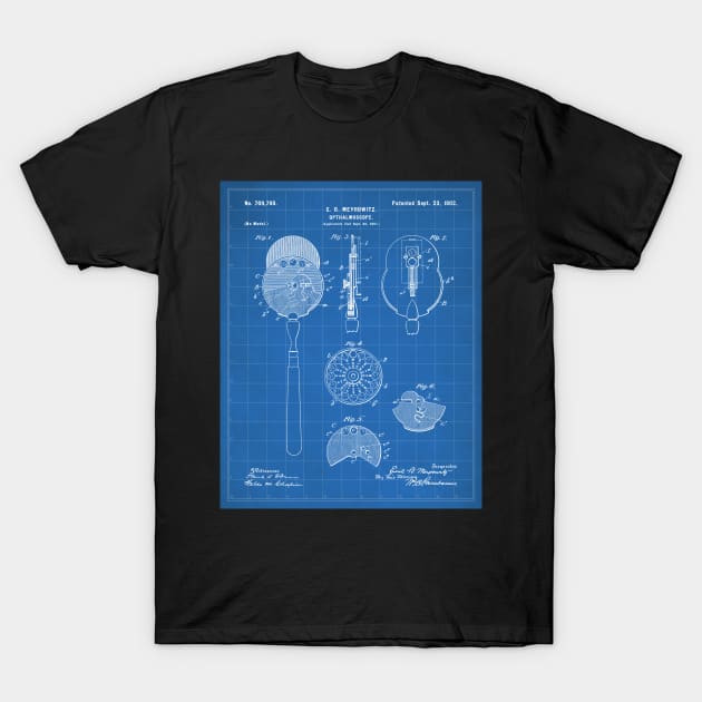 Ophthalmoscope Patent - Optometrist Eye Doctors Office Art - Blueprint T-Shirt by patentpress